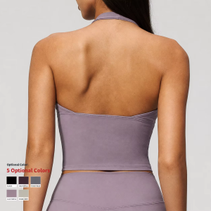 MUTUER Women Hanging Neck Sports Bra Breathable Shockproof Gym Underwear Workout Fitness Push Up Yoga Tops Running Vest