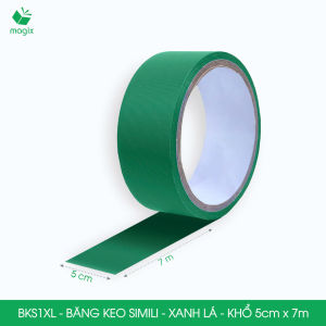 BKS1XL - 6 cuộn băng keo Simili khổ 5cm x 7m - Xanh lá - Băng dính dán gáy sách đóng cuốn