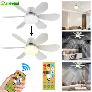 E26/E27 ฐานพัดลมเพดานแสง 30W เพดานที่ทันสมัยพัดลมแสง 86V-265V พัดลมเพดานแสงสลัวสำหรับห้องครัวห้องนั่งเล่น