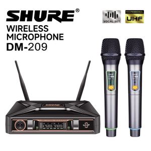 New SHure 2 Channel UHF Professional Rechargerable Wireless Microphone System DM-209
