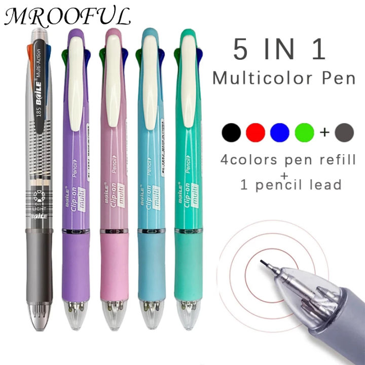 5 In 1 Multicolor Ballpoint Pens 4 Colors Ball Pen 1 Automatic Pencil ...