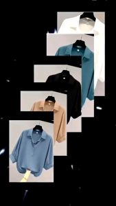 Blouse Kemeja Wanita Korea Style Kerah V Lengan Ruffle Balon 3/4 Crinkle Airflow