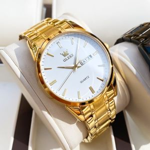 OLEVS Đồng hồ nam chính hãng thạch anh dây thép không gỉ dạ quang chống nước 6898G