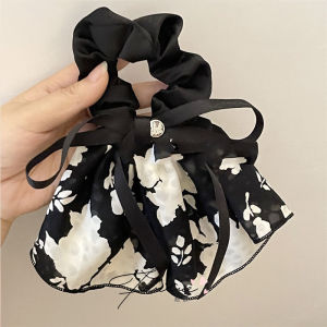 Ikat Rambut Pita Besar Wanita Korea Scrunchie Motif Bunga Aksesoris Rambut Wanita Hello Girl KCR13