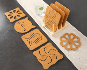 9 Piece Dress Wooden Cartoon Insulation Pad Dining Table Mat Non-slip Pot Holder Creative Cute Mat Cup Mat Bowls Mat Table Coasters Cup Pot Mat Placemat Pad Kitchen Tool