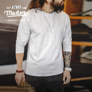 MADEN แบรนด์ Workwear ผู้ชายสไตล์2024วัยรุ่นอเมริกันใหม่ลำลองแขนยาวเย็น Sorona แห้งเร็ว Antibacterial คอกลม Hoodie