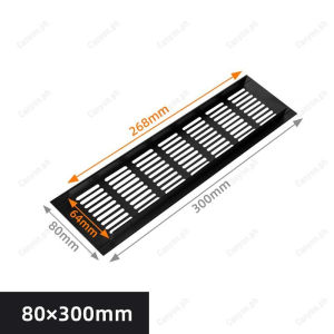 Bivethoi Rectangle Louvered Ventilation Griller 400 x 80mm Aluminum Alloy Air Vent for Wardrobe Shoe Cabinet Closet Black silver1pcs/2pcs