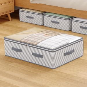 K10SEQ Dung tích lớn Túi đựng quần áo. Chống bụi Cửa sổ trong suốt Hộp đựng đồ để dưới gầm giường. Đa chức năng Có thể gấp lại. Hộp đựng đồ dùng giường ngủ Kho chứa đồ dưới gầm giường