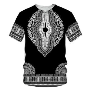 African Mens Short Sleeve Tee T-Shirt Crew Neck T Shirt Man Tops Clothing Retro Ethnic Printed T-Shirt Korean Popular Clothes