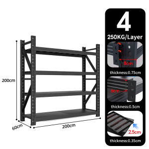 Heavy Duty Storage Racks 1200KG 4 Tier 200*60*200cm Adjustable Metal Rack Industrial Warehouse Shelf Rak Besi Bertingkat Kuat重型货架