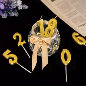 0-9 Number Candle Cake Topper Romantic Party Decoration Gold Digital Number Candle Birthday