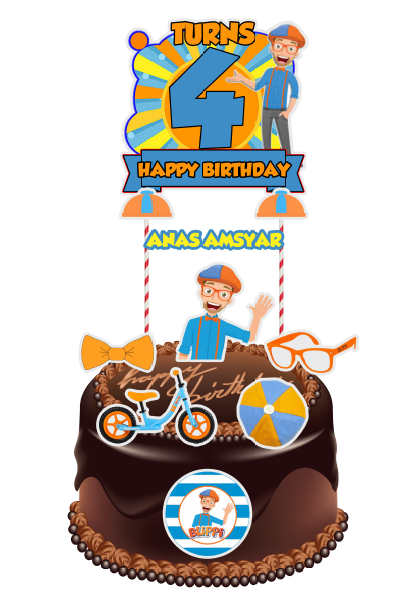 Blippi Birthday Cake- Monster Truck 2D Edible Sugar Toppers – Pao's cakes