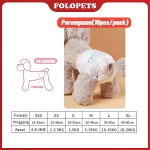 FOLOPETS 10pcs Pampers Anjing Jantan Betina / Popok Kucing Anjing Homindo Pets Pempers Anjing 10/12 Buah