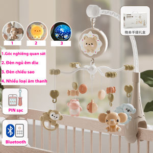 Lục lạc treo giường phát nhạc BLUETOOTH cho trẻ sơ sinh kèm đèn ngủ ban đêm điều khiển bằng từ xa KÈM PIN SẠC