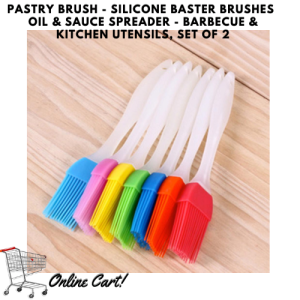 Pastry Brush - Silicone Baster Brushes  Oil & Sauce Spreader - Barbecue & Kitchen Utensils Set of 2