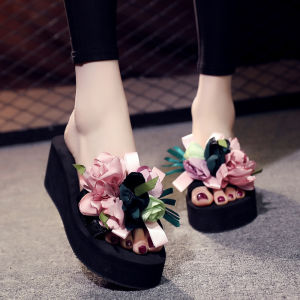 [Free Shipping] WomenS Summer Flip-Flops With Thick Soles Platform Wedges Non-Slip Fashionable High-Heeled Suitable For Outdoor Wear And Vacation