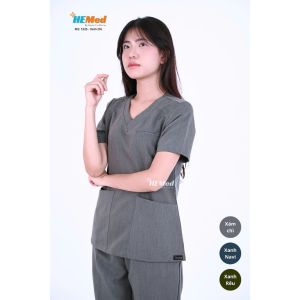 Bộ quần áo y tế/ Bộ scrub Nam/ NỮ MÀU XÁM CHÌ- chất cotton cao cấp mềm mại thấm hút mồ hôi