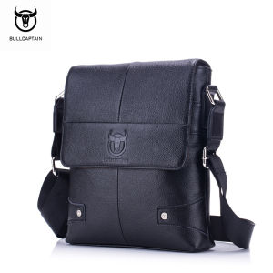 BULLCAPTAIN Cowhide One-Shoulder Messenger Bag Mens Business 9.7-Inch Computer Casual Messenger Mag. Model: DJB-033