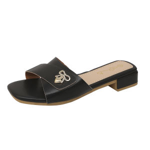 sak1 inch leather square toe korean casual simple heeled sandals for women AKL-111 SIZE 36-40