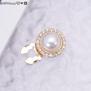 WP💓💛💖 Crystal Pearl Button Covers Detachable Clip-On Shirt Coat Decorative Buttons Sewing Button For DIY Blouses Clothing Women Men