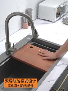 [SG Stock] Local Warranty 304 Stainless Steel Nano Kitchen Sink Single Basin Bowl With Pullout Faucet TapFast shipping