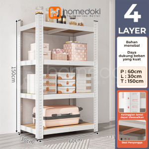 Homedoki Rak penyimpanan 5 tingkat / 5 susun Rak gudang Serbaguna Rak/ lemari dapur serbaguna