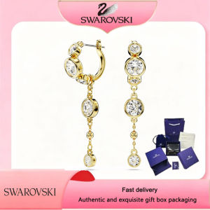 【Official Store】Swarovski (New)Fashionablewomens earrings Gold plated Round Cut White Diamond Imber Pendant Earrings Valentines Day Gift Birthday Gift