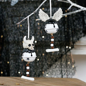 1/2PCS Halloween Pendant Ox Head Wing Bell Horror Demon Wind Chime Home Party Decoration Hanging