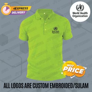 💥⏩PROMOSI HEBAT⏪💥NEW WHO LOGO EMBROIDERY COLLAR T SHIRT FOR MEN AND WOMEN 100% COTTON