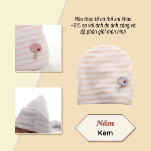 Nón sơ sinh cotton hai lớp dày mịn co giãn tốt mũ sơ sinh giữ ấm đầu cho bé từ 0-3 tháng