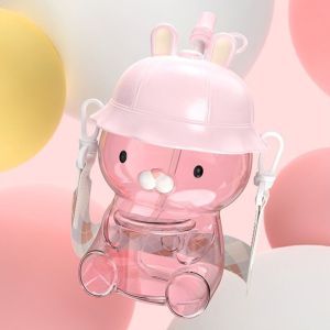 Botol Minum Anak Lucu Karakter Panda Kapasitas 930ML Tali Panjang BPA FREE Botol Minum Anak Sekolah Tumbler VIral Lucu/ YH-8018