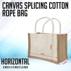 Printleaf Canvas Splicing Cotton Rope Bag Vertical and Horizontal