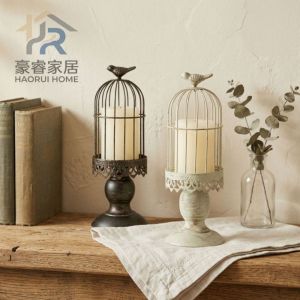 CYI47 Iron Birdcage Candle Holder Delicate Vintage Candlestick Crafts Decorative Plant Saucer Candlelight Dinner