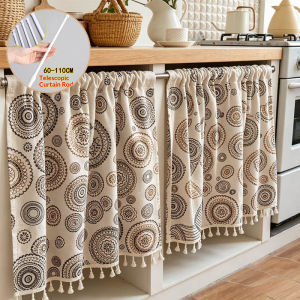 Short Curtain for Kitchen Sliding Cabinet Curtain Cover Kitchen Island Luxury Tassle Decoration