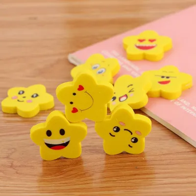 12 PCS Penghapus Anak Model Bintang Emoji / Eraser Emoji Star Cute (1 Lusin)