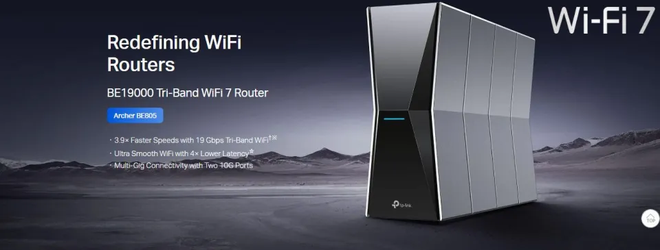 TP-Link Archer BE805 Tri-Band Wi-Fi 7 Gigabit Router with 19 Gbps