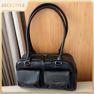 JOCESTYLE Fashionable Leather Womens Shoulder Bag with Dual Pockets Lightweight Crossbody Bag for Shopping and Outings in Red