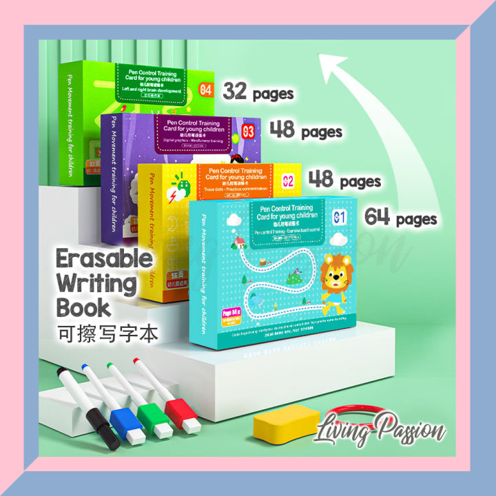 Tracing Writing Practice Exercise Book Workbook Erasable Pen Control