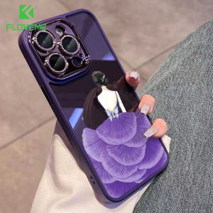FLOVEME INS Style Luxury Goddess Painted Clear Phone Case For iphone 14 13 12 11 Pro Max 14 Plus With Glitter Lens Film Protector Transparent Acrylic Hard Shockproof Back Cover For iphone 14 13 12 11