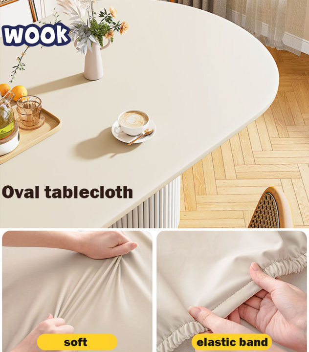 WOOK Tablecloth for Oval table Elastic Oval Tablecloth Waterproof and