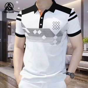 Fashion Mens POLO Shirts Slim Short Sleeve Tops Striped Mens Casual POLO Shirts