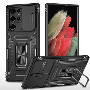 【✅SG Seller✅】RICHMENT Shockproof Kickstand Camera Slide Phone Case with Sliding Ring Case Cover Camera Protection & Stand Holder Back Cover For Samsung Galaxy S25 Ultra S25+ S24 FE S24 ULTRA S24 PLUS S24 S23 Ultra S23 Plus S22 Ultra A54 A34 A73 A53 A33 5G