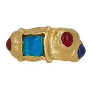 Stylish Gold Color Rings For Women Distinctive Womens Rings with Vibrant Rhinestones in a Vintage Baroque Style