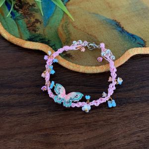New Chinese summer braided rope butterfly flower bracelet female sweet and cute high-end hand rope new temperament jewelry