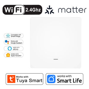 MOES Tuya Smart WiFi Light Switch Built with Matter Push Button App Control Neutral Wire Required