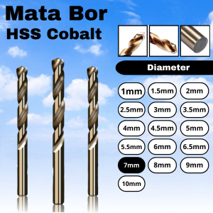 Mata Bor Besi 7mm HSS Kobalt Drill Bits HSS Cobalt Diameter 7mm