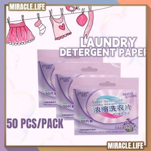 Laundry Concentrated Detergent Paper (50 PCS) Efficient Color Protect Sheet Washing Cloth Soap Laundry Tablets In Packs
