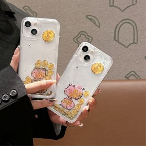 Us dollar slider sand is suitable for 16 phone cases transparent Apple 14promax cute piggy 13pro flowing 12pormax moving 11 liquid i15 fully wrapped pmax little piggy