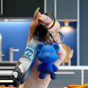 Gradient Starry Bear Keychain PVC Cartoon Pendant Cute Bag Charm for Couples