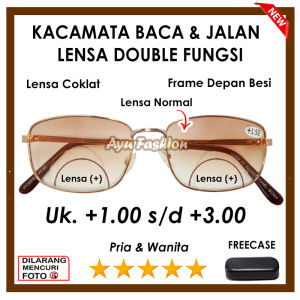 Kacamata PLUS 3 in 1 Untuk Baca Jalan Dan Melindungi Mata Dari Sinar Matahari - Kacamata Plus - Kacamata Rabun Dekat - Ready Ukuran (+)1.00 Sampai (+)3.00 - Free case